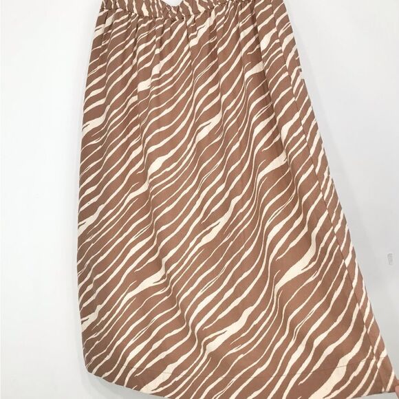 A New Day Khaki Cream Zebra Stripe Linen Blend Midi Wrap Skirt NEW - Picture 10 of 16
